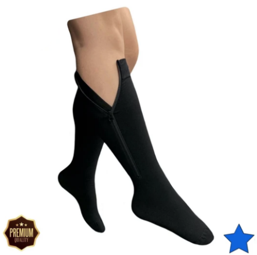 Picture of Closed Toe 30-40 mmHg X-Firm Compression YKK Zipper Leg Veins Pain Swelling Socks