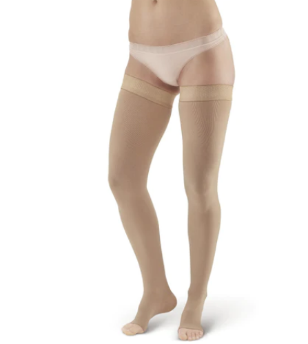 Picture of AW Style 392OT Luxury Opaque Open Toe Thigh Highs w/Dot Sil Band - 30-40 mmHg