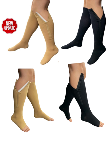 Picture of Presadee Closed/Open Toe 15-20 mmHg Moderate Compression Leg Circulation YKK Zipper Socks
