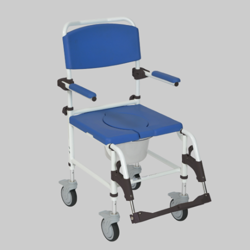 Picture of Aluminum Rehab Shower Commode Chair with Four Rear-locking Casters