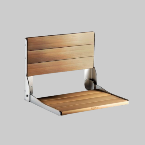 Picture of Wall Mount Fold Down Shower Seat in Teak