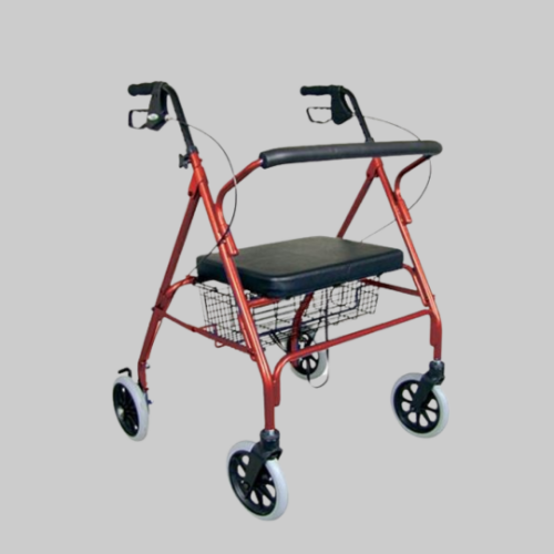 Picture of DMI Extra-Wide Heavy-Duty Steel Bariatric Rollator, Burgundy