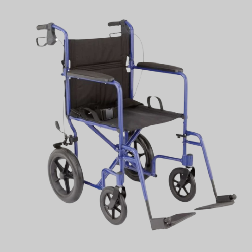 Picture of 18" Aluminum Transport Chair with 12" Rear Wheels - Blue