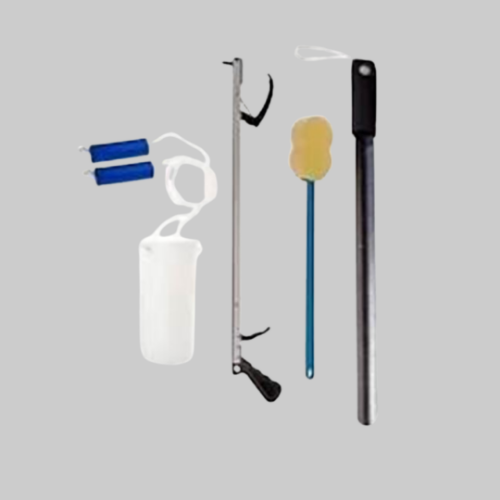 Picture of Hip Kit - 7 (27" Econo Reacher, Sock Aid w/ Foam Handles, 24" Soft Handle Shoehorn & Long Handle Bath Sponge)