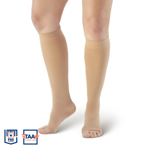 Picture of AW 301 WIDE CALF Compression Stockings Open Toe Knee Highs - 30-40 mmHg