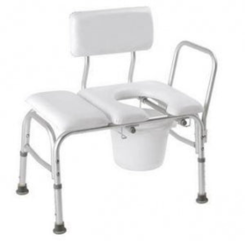 Picture of Pisces Transfer Bench with Padded Seat, Backrest Panels, and Commode